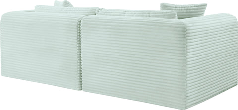 Faye 78" Mint Corduroy Performance Fabric Upholstered Sofa, 2-Piece