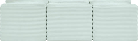 Faye 93" Mint Corduroy Performance Fabric Upholstered Armless Sofa, 3-Piece