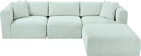 Faye 109" Mint Corduroy Performance Fabric Upholstered Sectional, 4-Piece