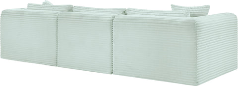 Faye 109" Mint Corduroy Performance Fabric Upholstered Sectional, 4-Piece