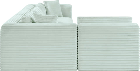 Faye 109" Mint Corduroy Performance Fabric Upholstered Sectional, 4-Piece (Style 2)