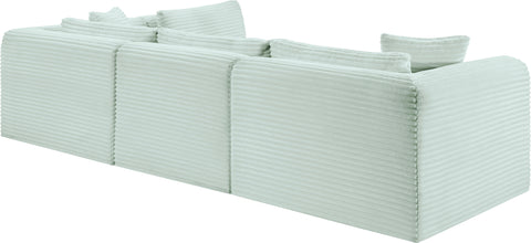 Faye 109" Mint Corduroy Performance Fabric Upholstered Sectional, 4-Piece (Style 2)