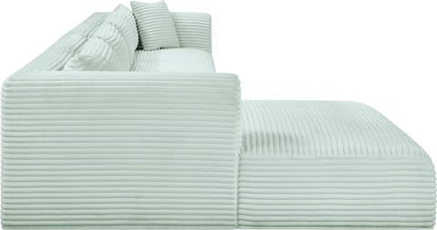 Faye 145" Mint Corduroy Performance Fabric Upholstered Sectional, 4-Piece