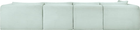 Faye 145" Mint Corduroy Performance Fabric Upholstered Sectional, 4-Piece