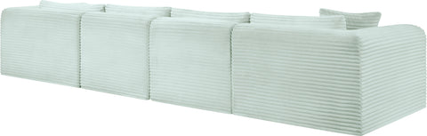 Faye 145" Mint Corduroy Performance Fabric Upholstered Sectional, 4-Piece