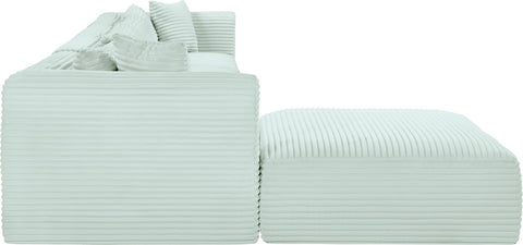 Faye 140" Mint Corduroy Performance Fabric Upholstered Sectional, 5-Piece