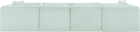Faye 140" Mint Corduroy Performance Fabric Upholstered Sectional, 5-Piece