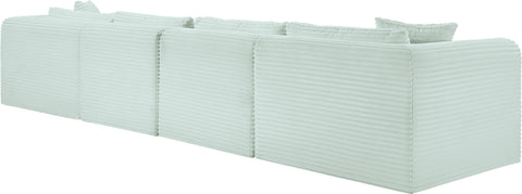 Faye 140" Mint Corduroy Performance Fabric Upholstered Sectional, 5-Piece