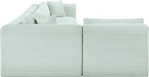 Faye 140" Mint Corduroy Performance Fabric Upholstered Sectional, 5-Piece (Style 2)
