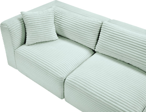 Faye 140" Mint Corduroy Performance Fabric Upholstered Sectional, 5-Piece (Style 2)