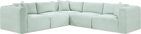 Faye 109" Mint Corduroy Performance Fabric Upholstered Sectional, 5-Piece
