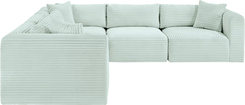 Faye 109" Mint Corduroy Performance Fabric Upholstered Sectional, 5-Piece