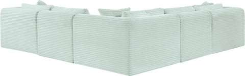 Faye 109" Mint Corduroy Performance Fabric Upholstered Sectional, 5-Piece