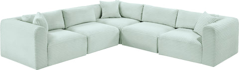 Faye 109" Mint Corduroy Performance Fabric Upholstered Sectional, 5-Piece