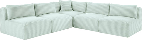 Faye 101" Mint Corduroy Performance Fabric Upholstered Sectional, 5-Piece