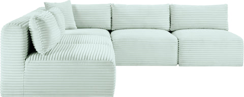 Faye 101" Mint Corduroy Performance Fabric Upholstered Sectional, 5-Piece