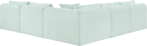 Faye 101" Mint Corduroy Performance Fabric Upholstered Sectional, 5-Piece