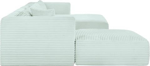 Faye 145" Mint Corduroy Performance Fabric Upholstered Sectional, 5-Piece