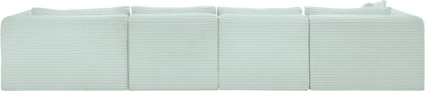 Faye 145" Mint Corduroy Performance Fabric Upholstered Sectional, 5-Piece