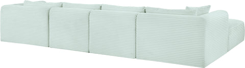 Faye 145" Mint Corduroy Performance Fabric Upholstered Sectional, 5-Piece