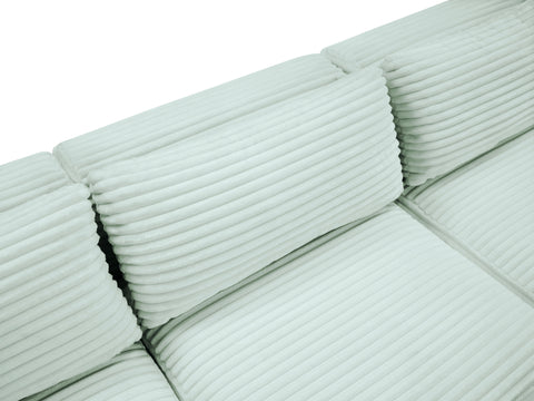 Faye 145" Mint Corduroy Performance Fabric Upholstered Sectional, 5-Piece