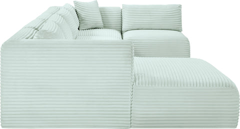 Faye 145" Mint Corduroy Performance Fabric Upholstered Sectional, 5-Piece (Style 2)