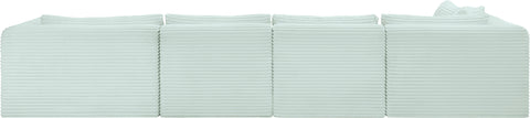 Faye 145" Mint Corduroy Performance Fabric Upholstered Sectional, 5-Piece (Style 2)