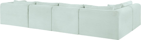 Faye 145" Mint Corduroy Performance Fabric Upholstered Sectional, 5-Piece (Style 2)