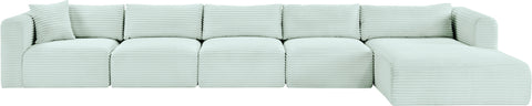 Faye 176" Mint Corduroy Performance Fabric Upholstered Sectional, 5-Piece