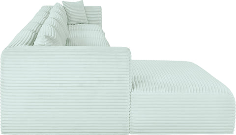 Faye 176" Mint Corduroy Performance Fabric Upholstered Sectional, 5-Piece