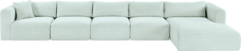 Faye 176" Mint Corduroy Performance Fabric Upholstered Sectional, 5-Piece