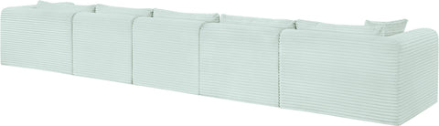 Faye 176" Mint Corduroy Performance Fabric Upholstered Sectional, 5-Piece