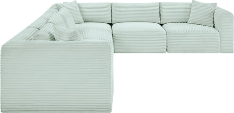 Faye 140" Mint Corduroy Performance Fabric Upholstered Sectional, 6-Piece
