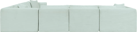 Faye 140" Mint Corduroy Performance Fabric Upholstered Sectional, 6-Piece