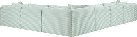 Faye 140" Mint Corduroy Performance Fabric Upholstered Sectional, 6-Piece