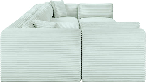 Faye 140" Mint Corduroy Performance Fabric Upholstered Sectional, 6-Piece (Style 2)