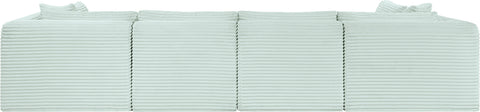 Faye 140" Mint Corduroy Performance Fabric Upholstered Sectional, 6-Piece (Style 2)