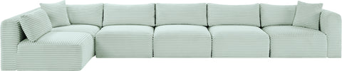 Faye 171" Mint Corduroy Performance Fabric Upholstered Sectional, 6-Piece