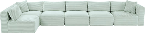 Faye 171" Mint Corduroy Performance Fabric Upholstered Sectional, 6-Piece