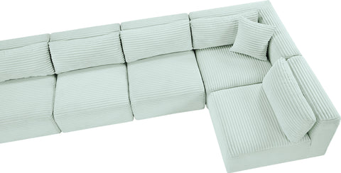 Faye 171" Mint Corduroy Performance Fabric Upholstered Sectional, 6-Piece