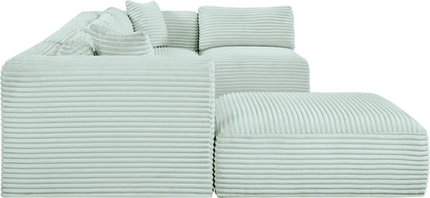Faye 140" Mint Corduroy Performance Fabric Upholstered Sectional, 6-Piece (Style 3)