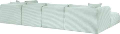 Faye 140" Mint Corduroy Performance Fabric Upholstered Sectional, 6-Piece (Style 3)