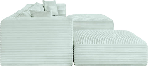 Faye 140" Mint Corduroy Performance Fabric Upholstered Sectional, 6-Piece (Style 4)