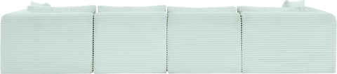 Faye 140" Mint Corduroy Performance Fabric Upholstered Sectional, 6-Piece (Style 4)