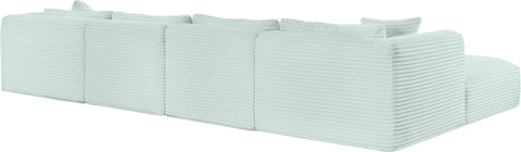 Faye 140" Mint Corduroy Performance Fabric Upholstered Sectional, 6-Piece (Style 4)