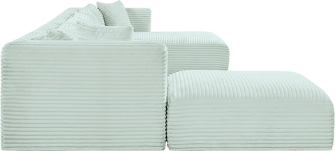 Faye 176" Mint Corduroy Performance Fabric Upholstered Sectional, 6-Piece