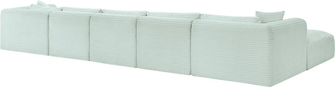 Faye 176" Mint Corduroy Performance Fabric Upholstered Sectional, 6-Piece
