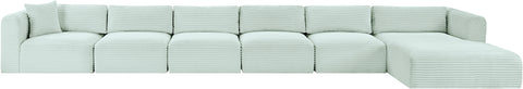Faye 207" Mint Corduroy Performance Fabric Upholstered Sectional, 6-Piece