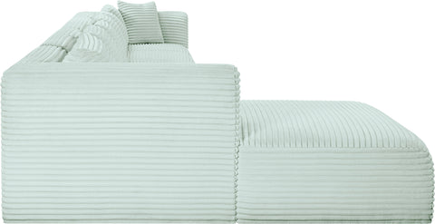 Faye 207" Mint Corduroy Performance Fabric Upholstered Sectional, 6-Piece