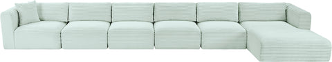 Faye 207" Mint Corduroy Performance Fabric Upholstered Sectional, 6-Piece
